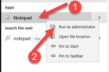 open file in notepad as admin