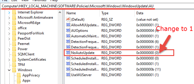 Windows Update Au Options
