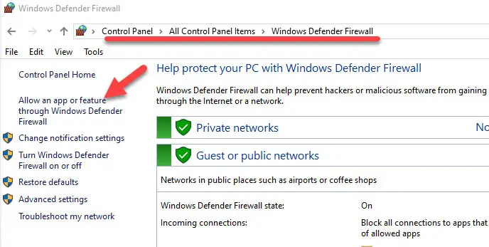 Allow Apps In Firewall