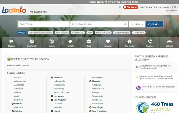 Locanto - alternatives to Backpage