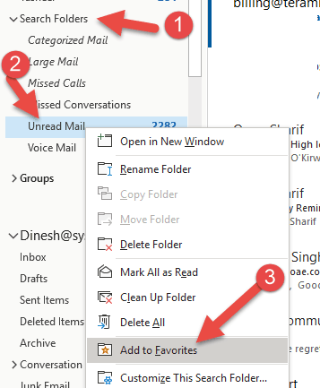How to add Unread Folder in Outlook 365