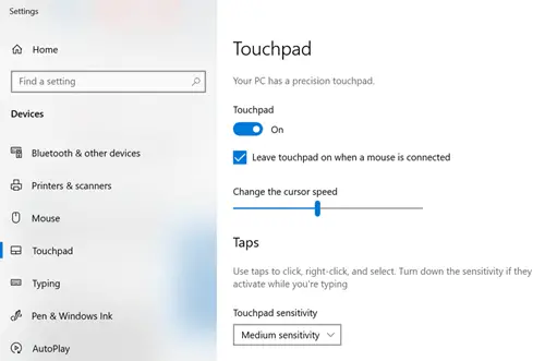 Touchpad Settings