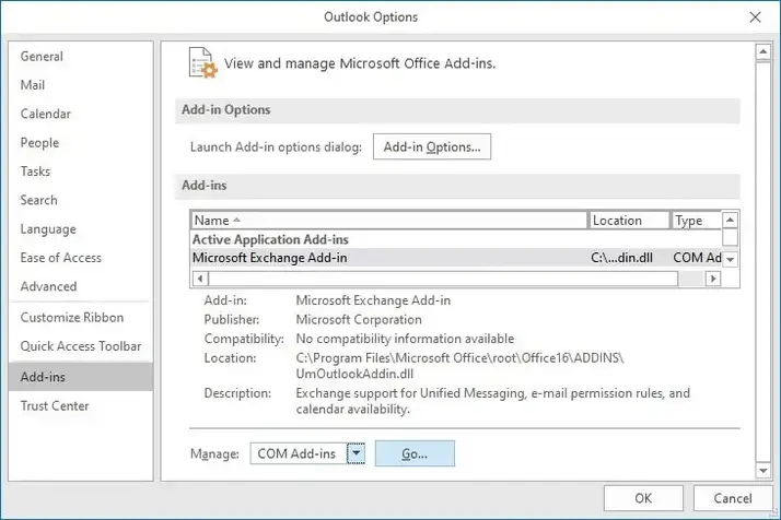 Deaktivieren Sie das Add-In in Outlook