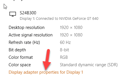 Display Adapter Properties