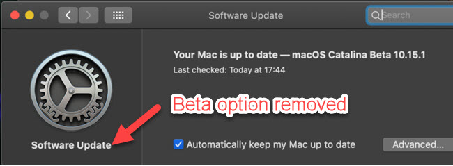 Removed Beta Option