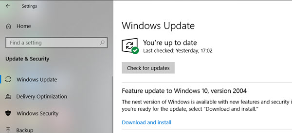 Check For Windows Update