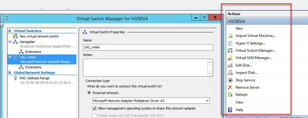 Network Switch Settings In Hyper V Console