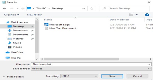 Shutdown Bat File Save