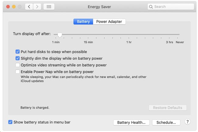 Battery Settings In Mac 1