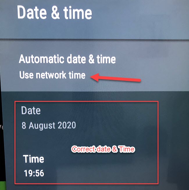 Correct Date And Time On Android TV