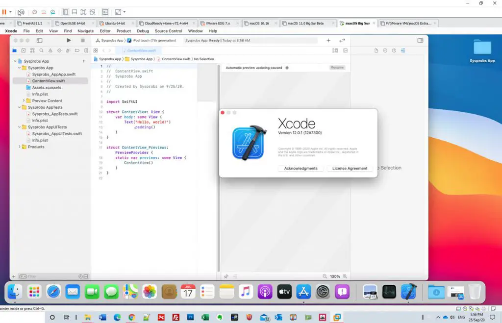 Working Xcode On VMware Windows 10