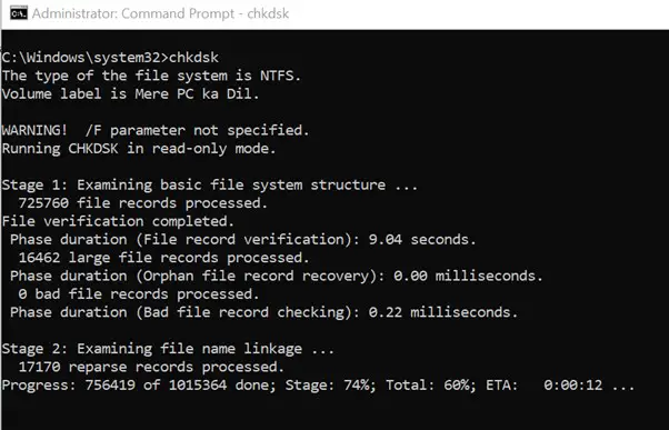 Chkdsk Command