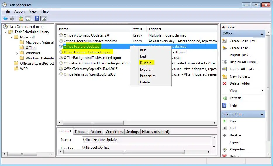 Disable Microsoft Office Feature Updates With The Help Of Task Scheduler