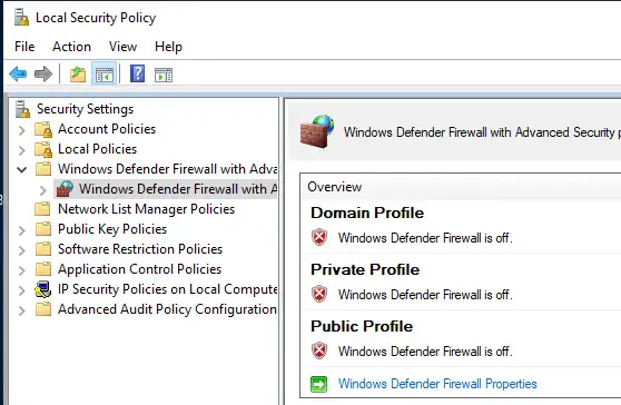 Status Of Firewall