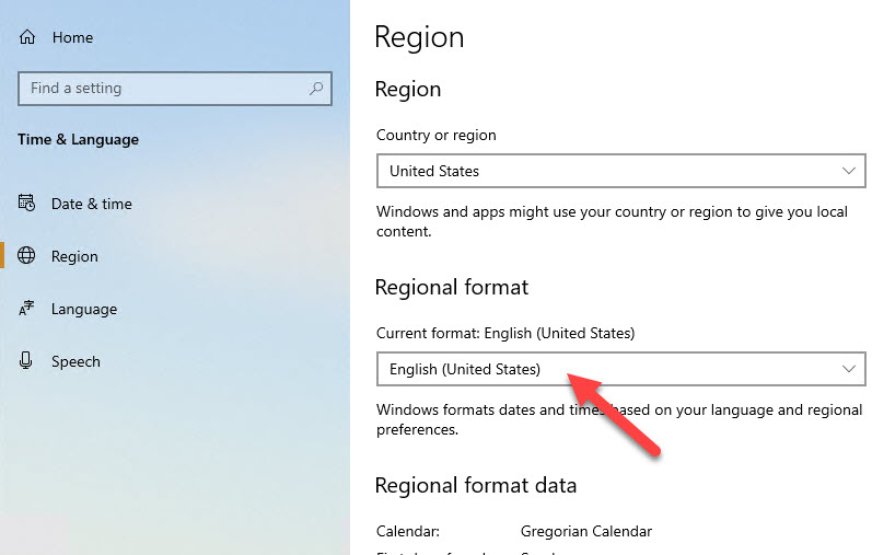 Region Settings