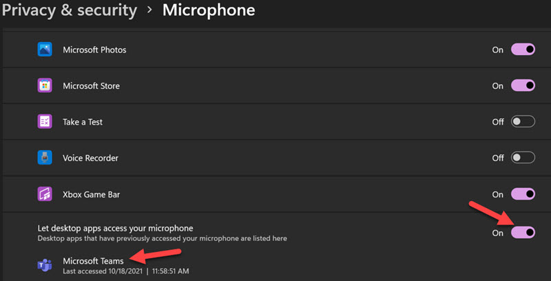 Enable Mic Access To MS Teams