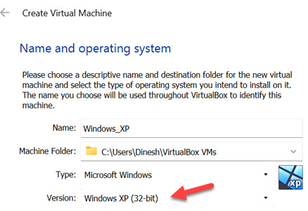 Windows XP OS Type