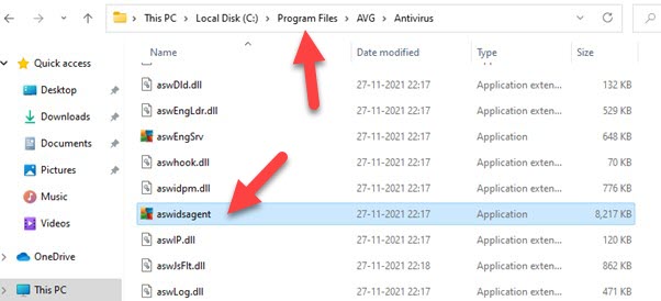 Aswidsagent.exe File Location