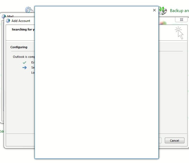 Blank Outlook Popup Screen