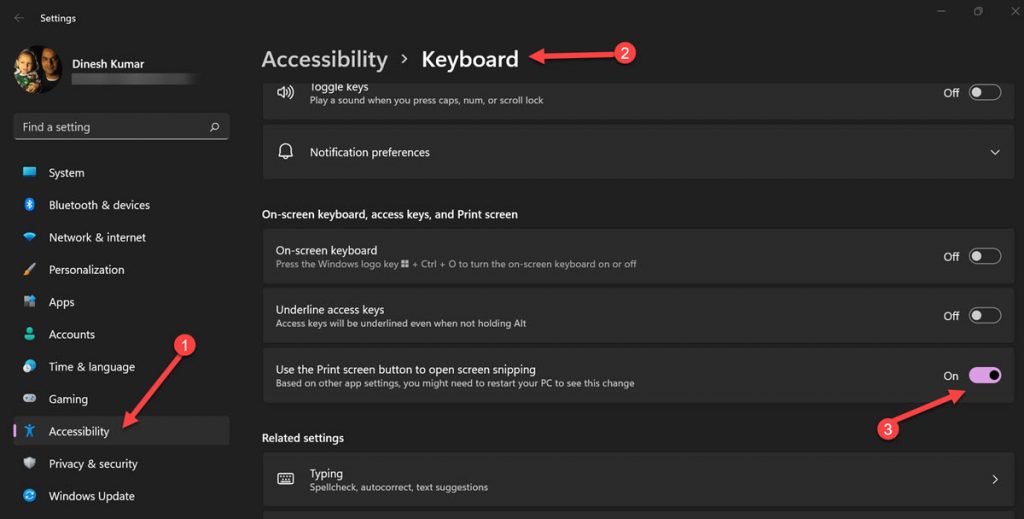 Configure PrintScreen Keyboard