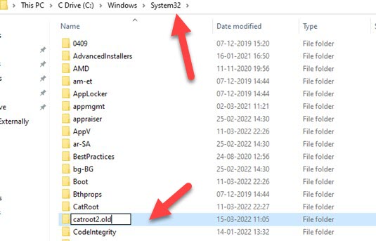 Catroot2 Folder Rename