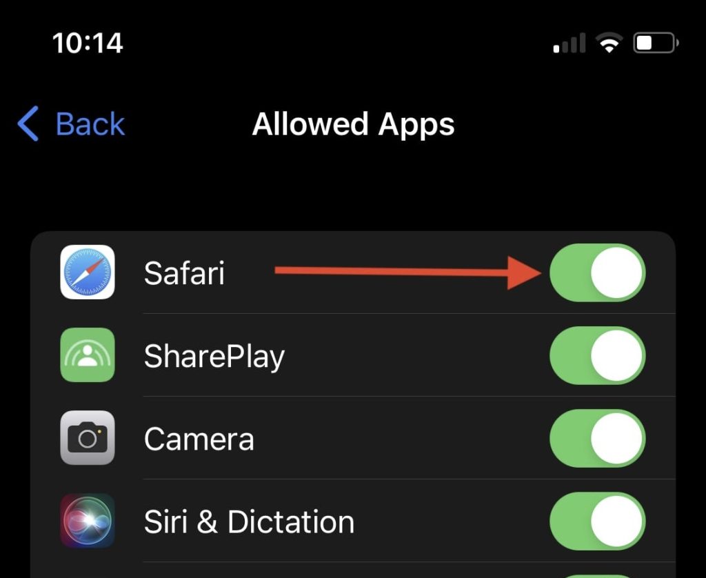 Allow Safari