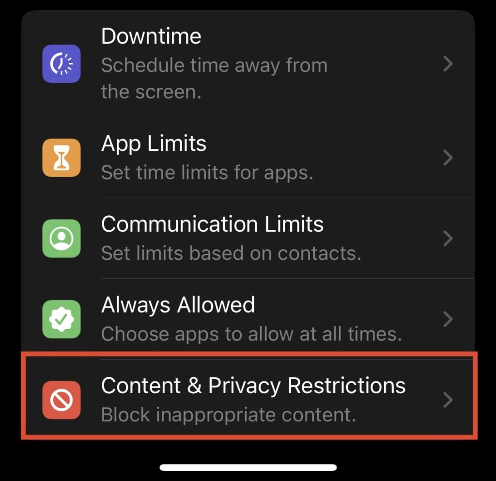 Content Privacy Restrictions