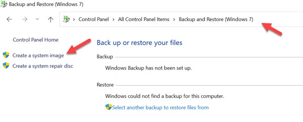 Create System Image Backup In Windows 11