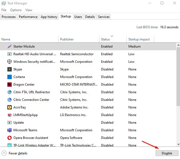 Disable Apps From Startup