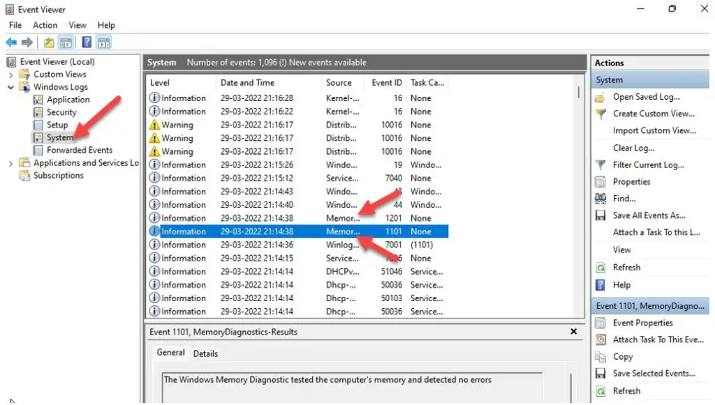 Find Memory Errors In Event Viewer