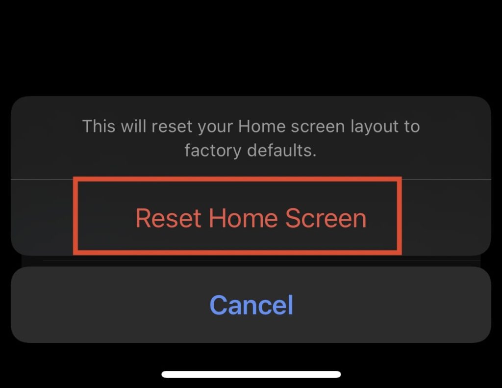 Reset Home Screen