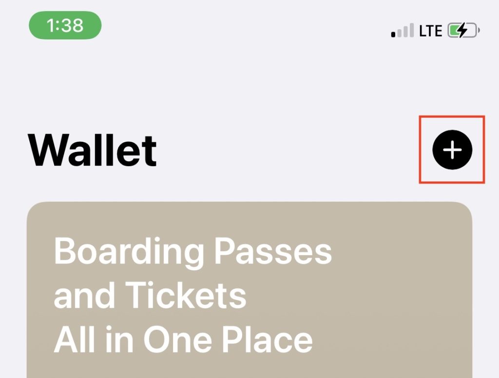 Tap The Plus Icon In Wallet App On iPhone