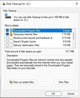 Disk Clean Up Option