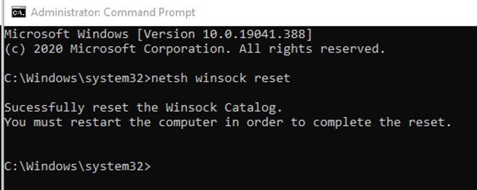 Winsock Reset In Windows OS