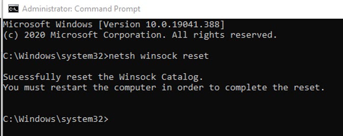 Winsock Reset In Windows OS