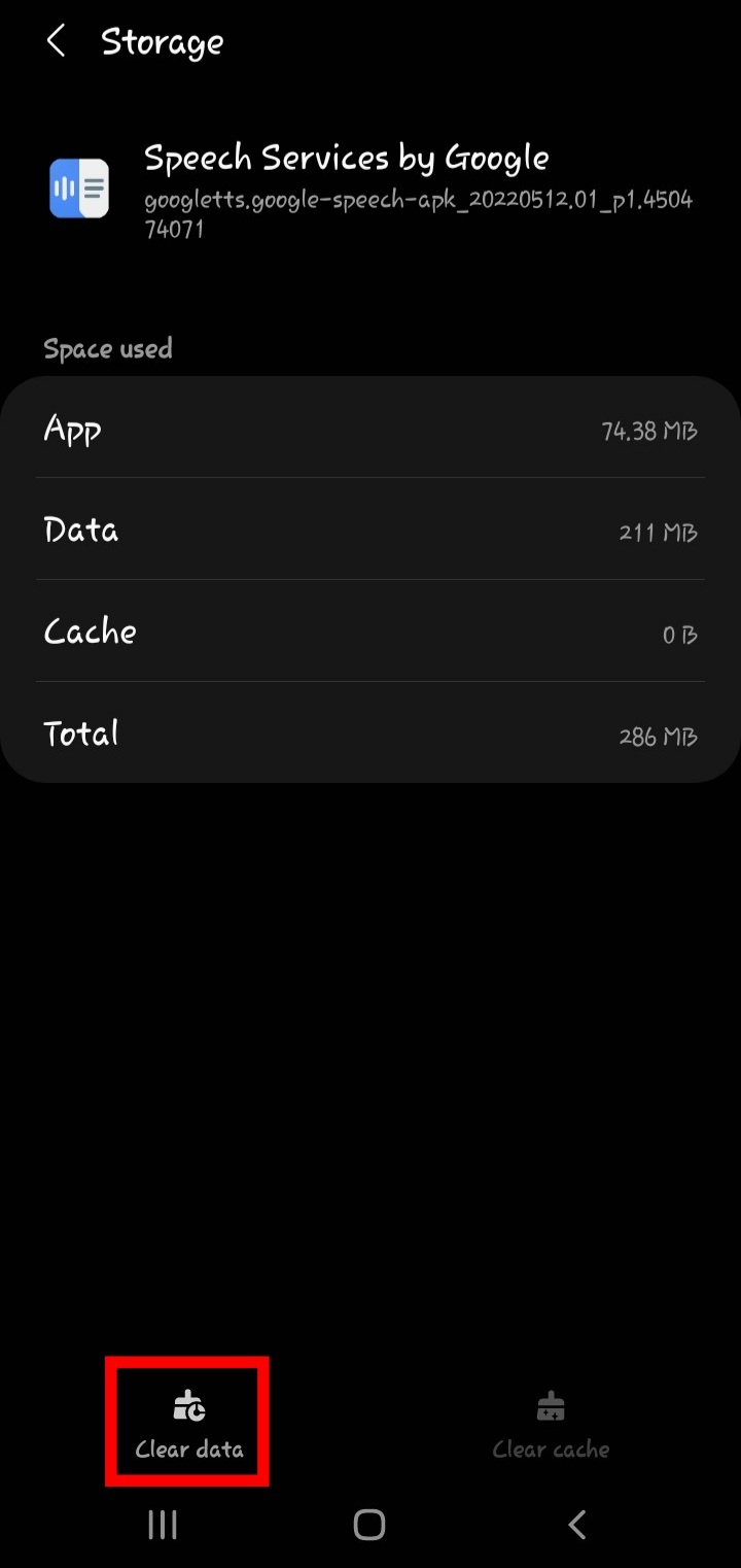 Clear app data