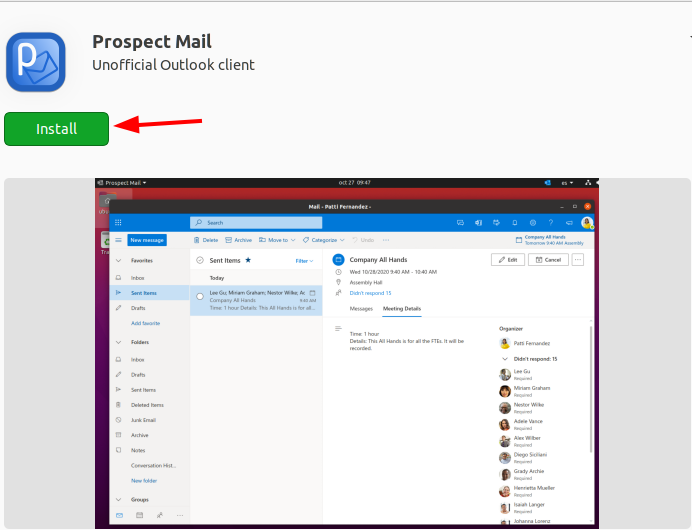 Installing Prospect Mail app