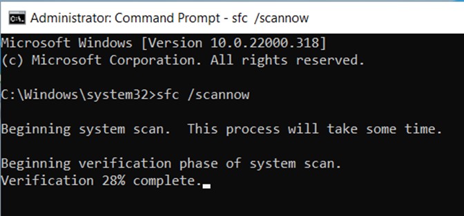 Executing SFC Command In Windows 11