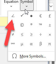 Recently Used Symbols