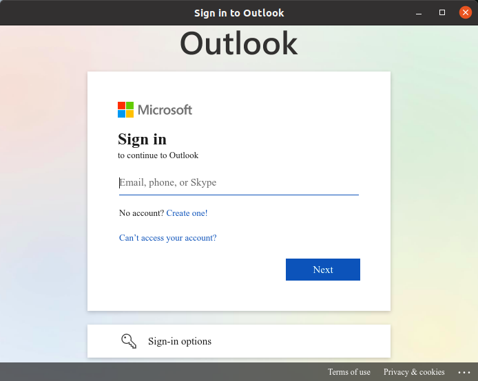 Outlook sign-in in Ubuntu