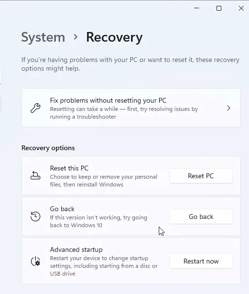 Easy Rollback feature
