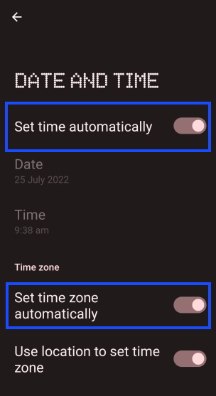 Establish Connection Enable Date And Time Automatic Features