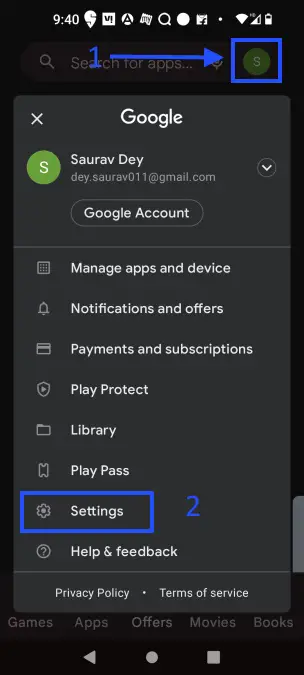 Google Play Store Settings