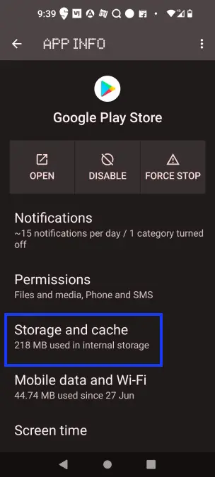 Play Store Storage