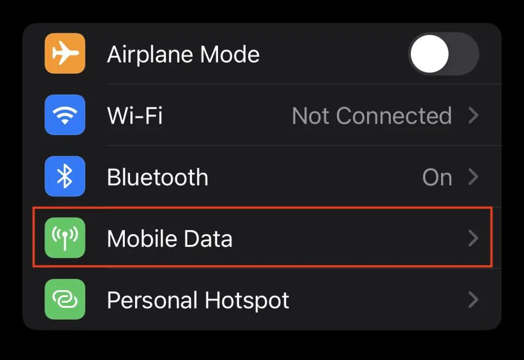 Mobile Data Settings