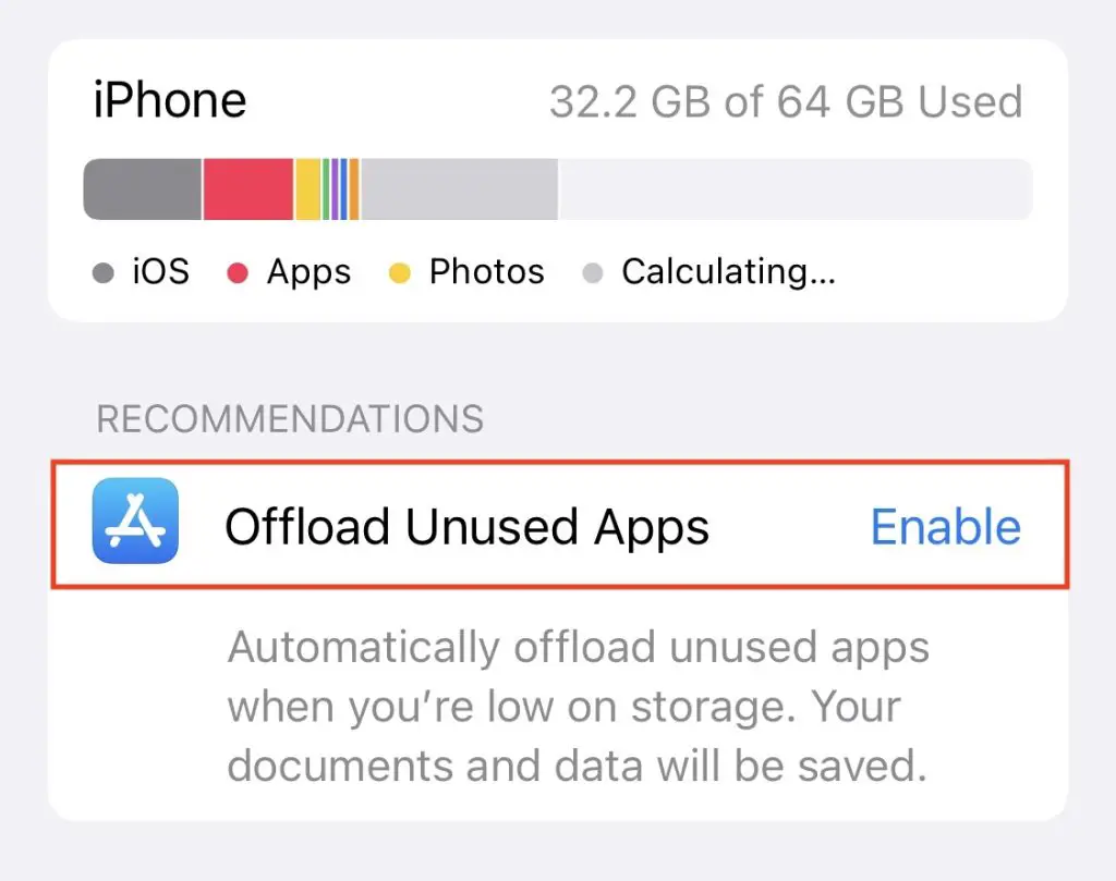 Offload Unused Apps