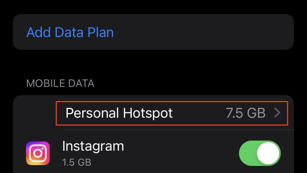 Personal Hotspot Data Usage On IPhone