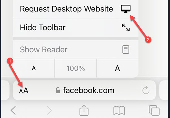 Request Facebook Desktop Version On IPhone