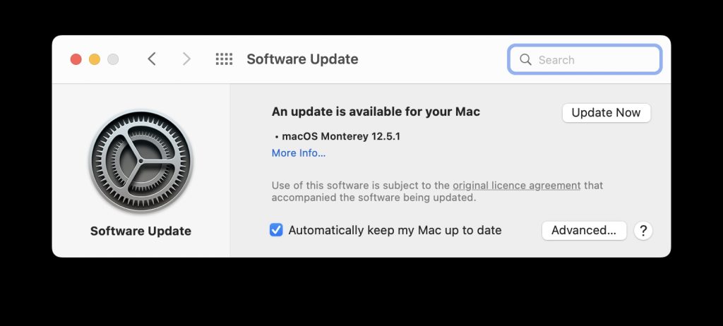 Mac Update Screen