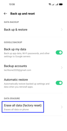 Erase All Data Oppo